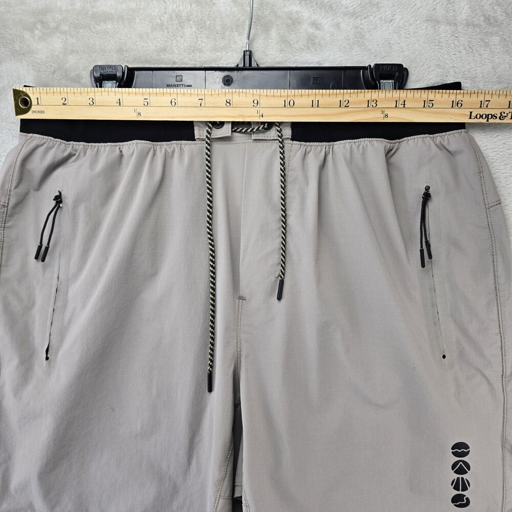 Bearded Goat Rambler Shorts Mens Large Beige Black Athletic Performance - Picture 10 of 14